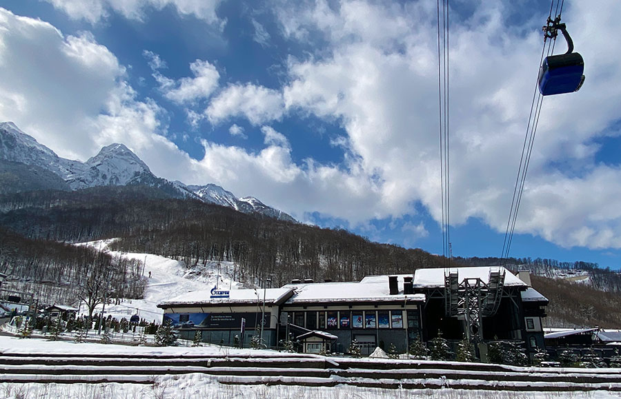 12 марта 2021, канатная дорога "Альпика", ГТЦ Газпром. Спуск до высоты 560м. 