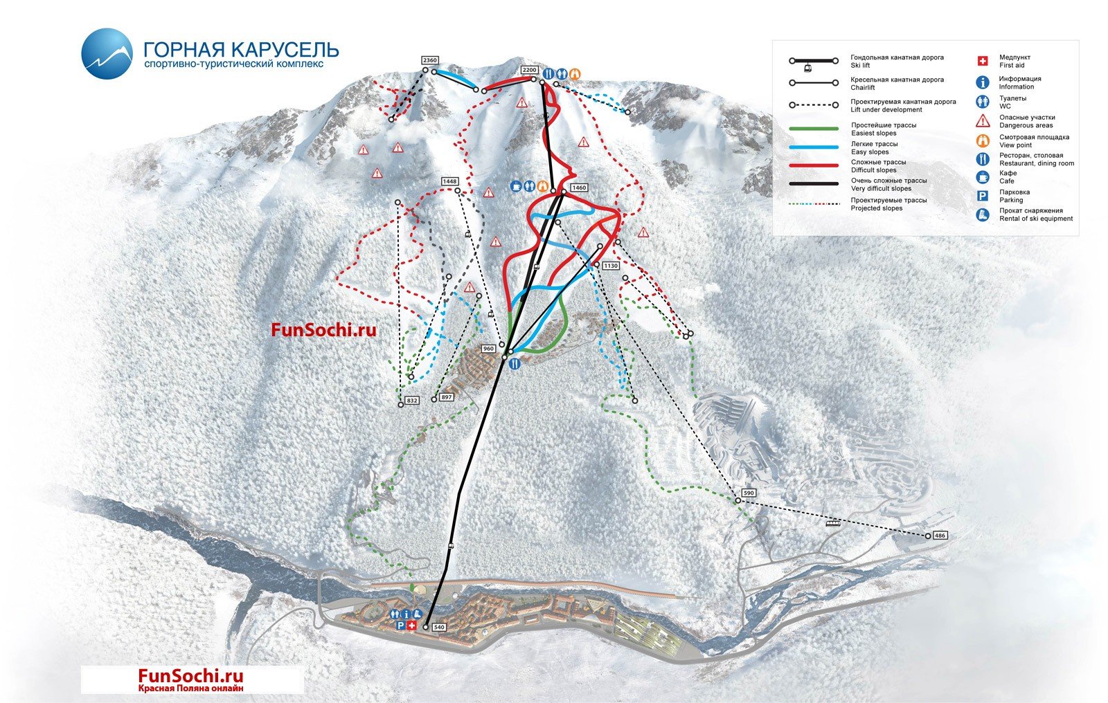 Карта горнолыжного курорта Горная Карусель