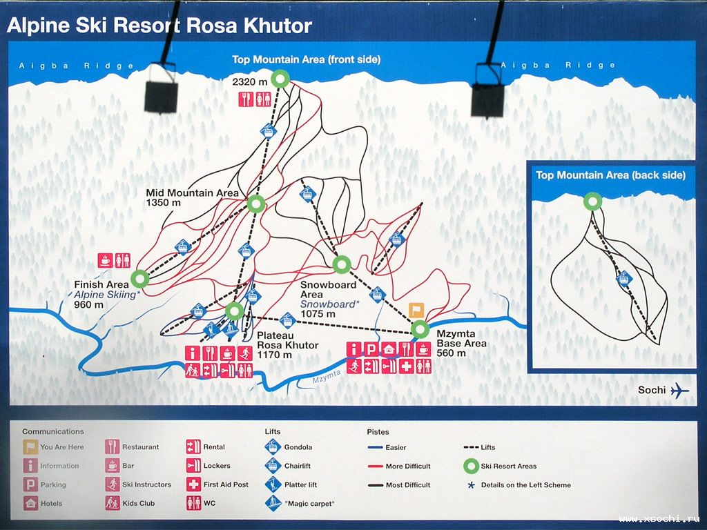 Схема канатных дорог красной поляны и роза хутор