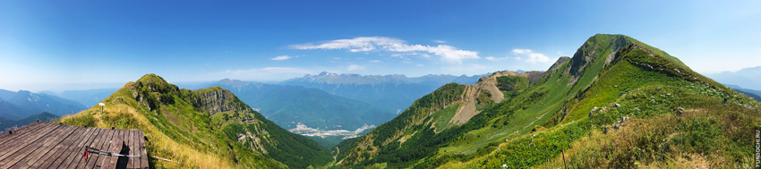 панорама Красной Поляны с маршрута Альпийские луга