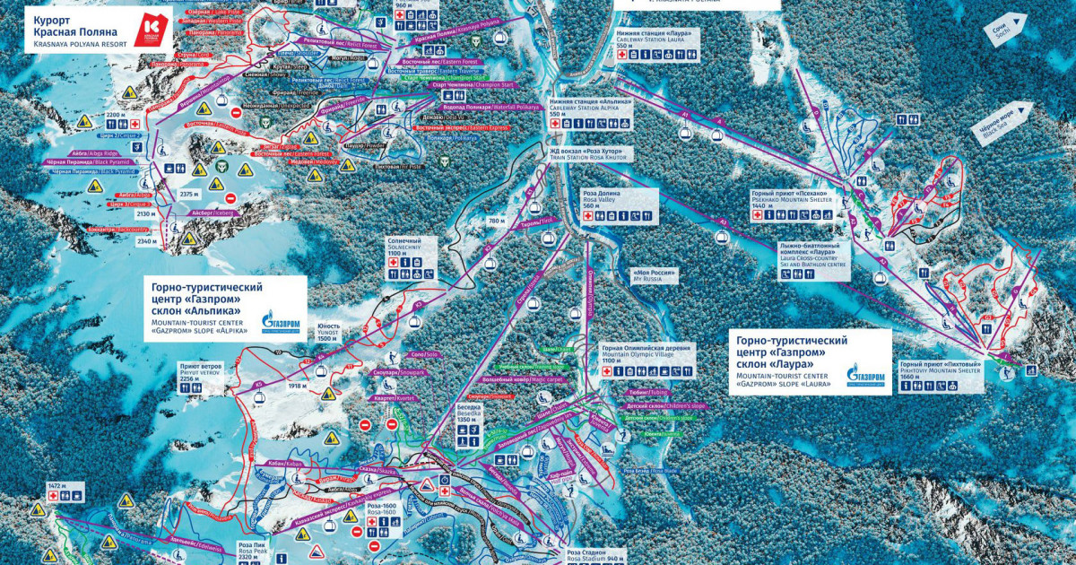 Красная поляна карта курорта с отелями